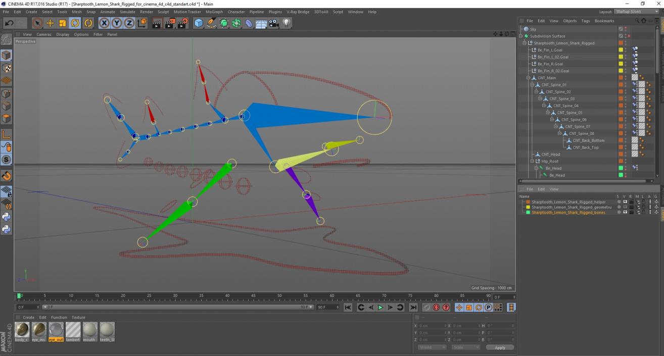 3D Sharptooth Lemon Shark Rigged for Cinema 4D model