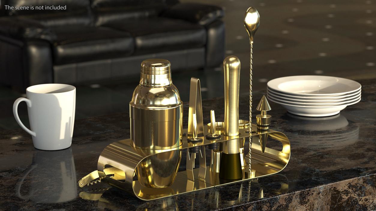 Bartender Kit 12 Piece Gold 3D