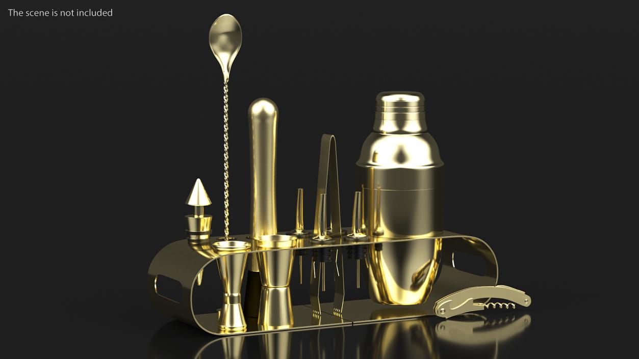 Bartender Kit 12 Piece Gold 3D