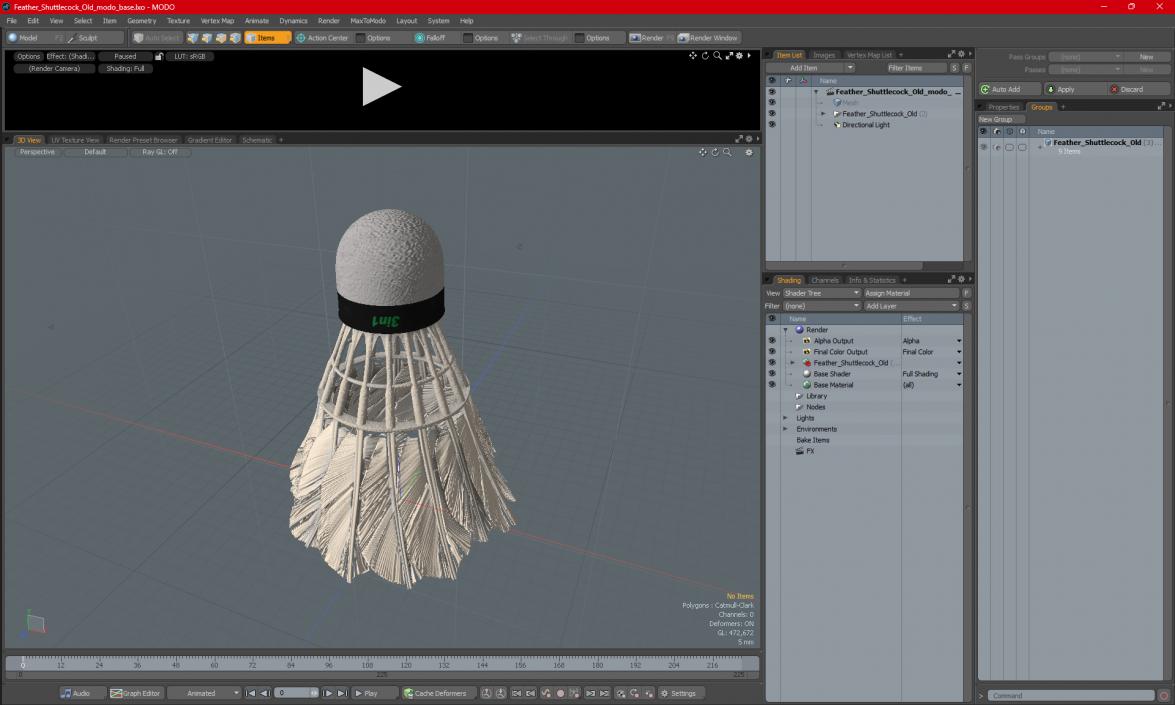 3D Feather Shuttlecock Old model