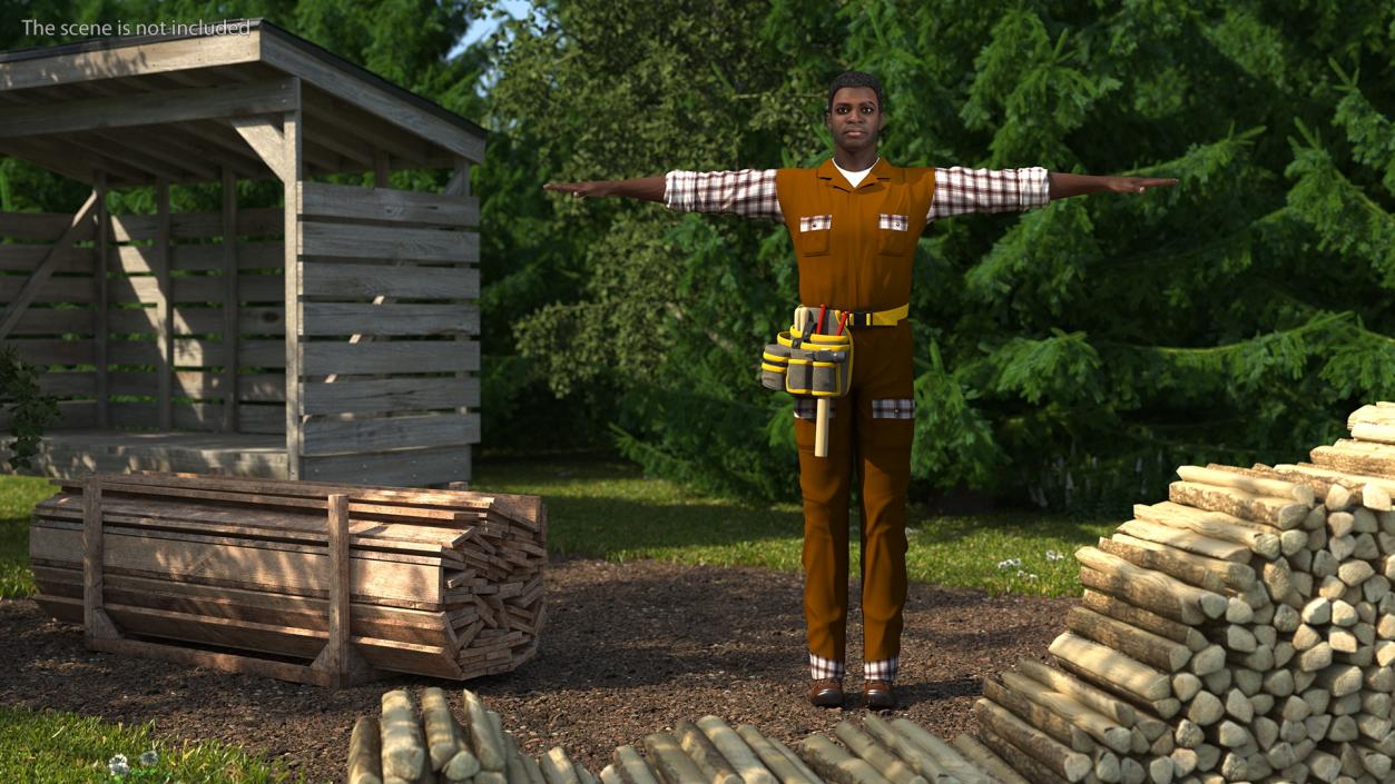 3D model Afro American Carpenter T Pose