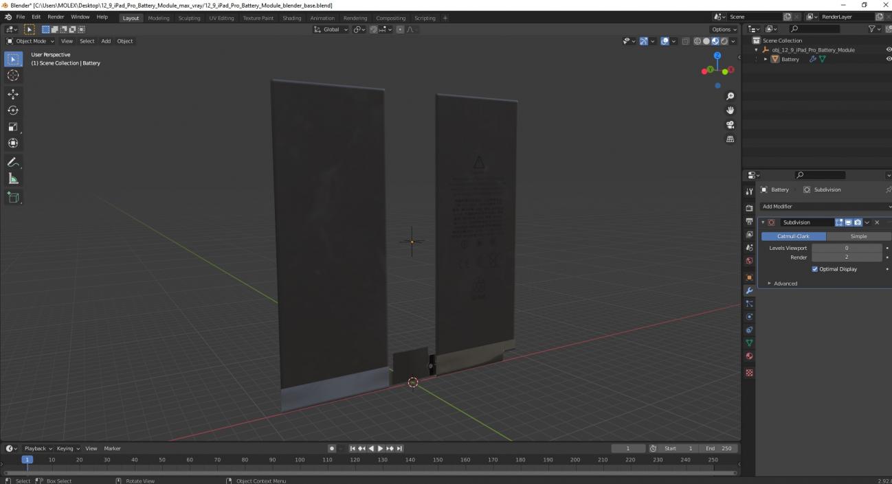 3D 12 9 iPad Pro Battery Module model