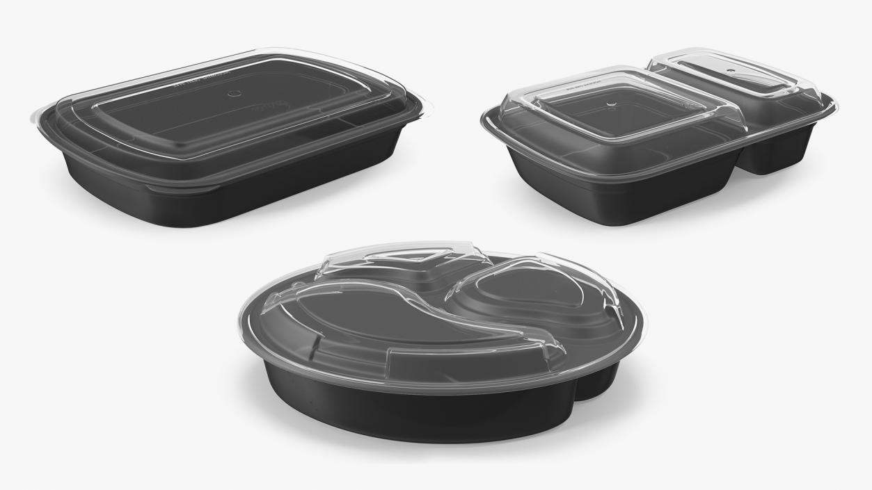 Plastic Food Containers with Clear Lid Collection 3D model