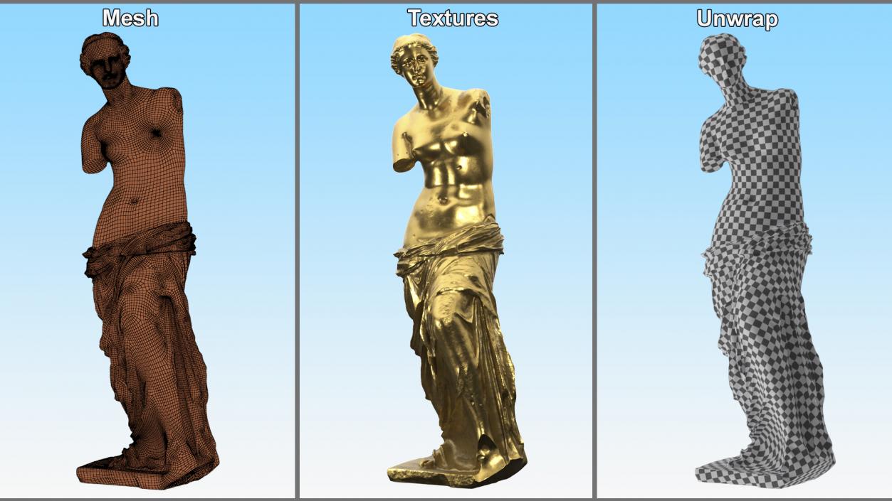 Statue of Venus de Milo Gilded 2 3D