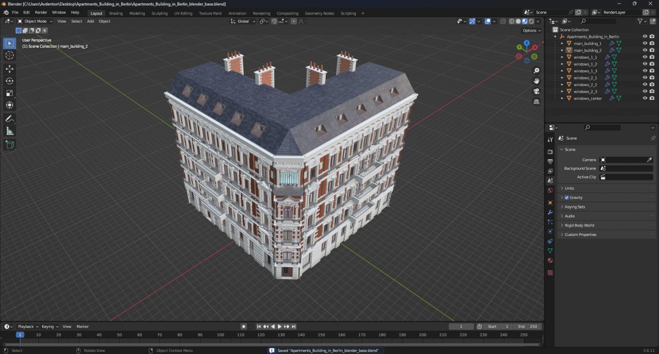 Apartments Building in Berlin 3D model