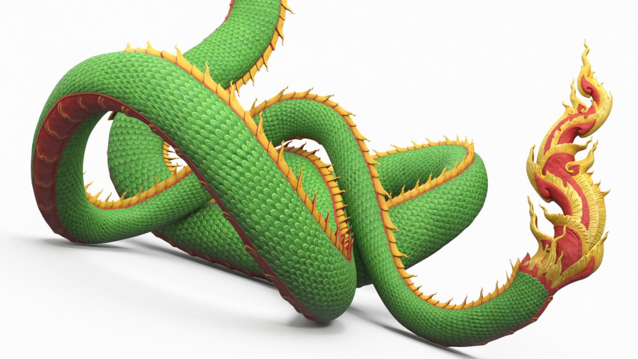 King Naga Dragon Green Curled 3D model