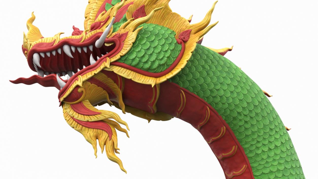 King Naga Dragon Green Curled 3D model