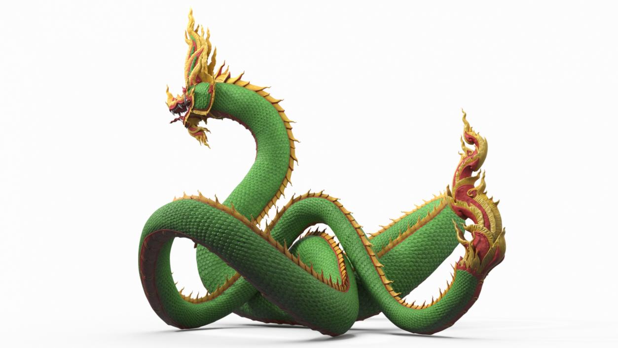 King Naga Dragon Green Curled 3D model