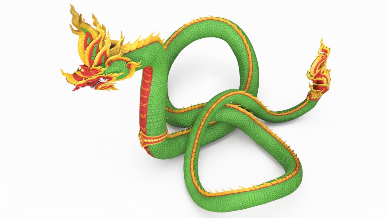 King Naga Dragon Green Curled 3D model