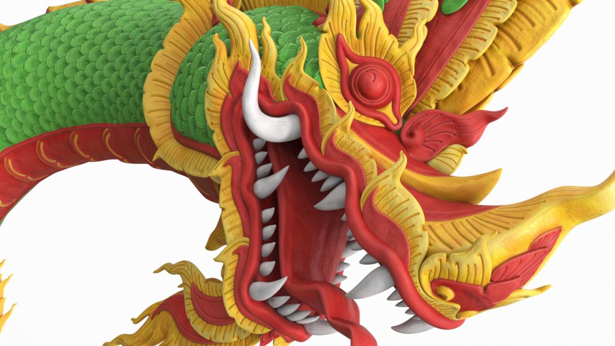 King Naga Dragon Green Curled 3D model