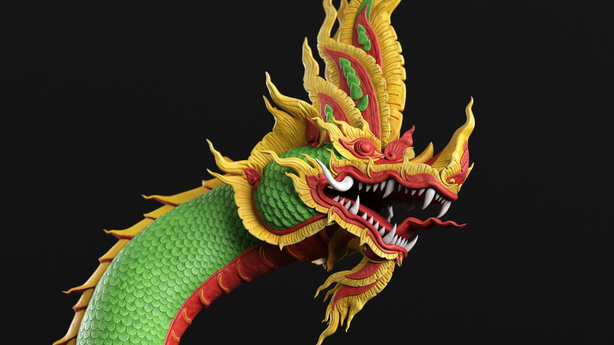 King Naga Dragon Green Curled 3D model