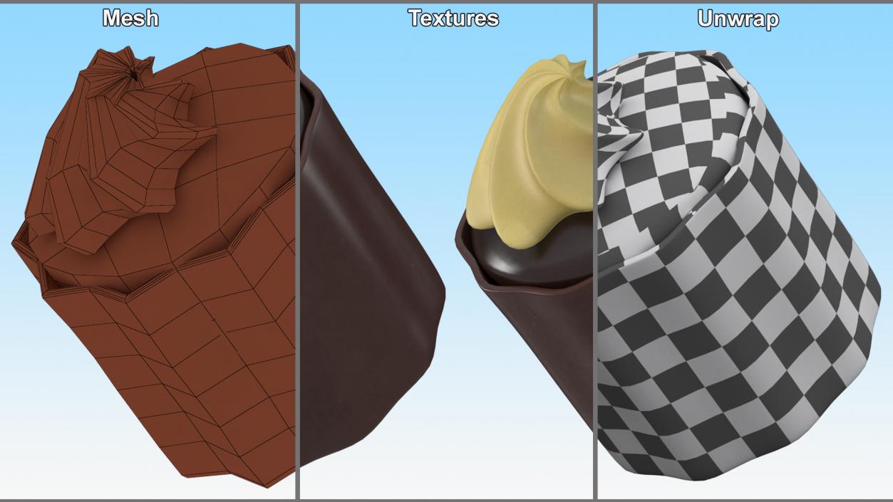 Chocolate Candy with Cream Topping 3D model