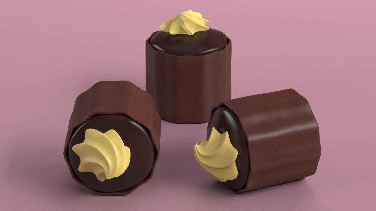 Chocolate Candy with Cream Topping 3D model