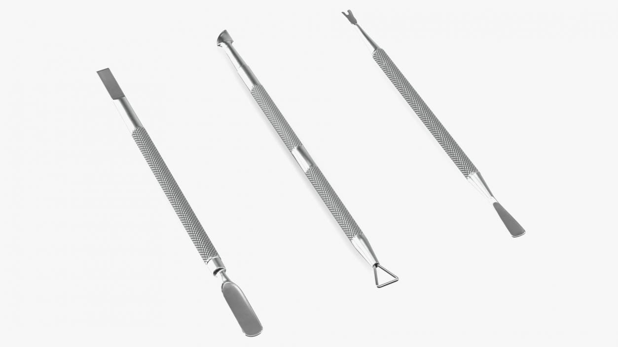 3D Professional Cuticle Pusher Silver Set model