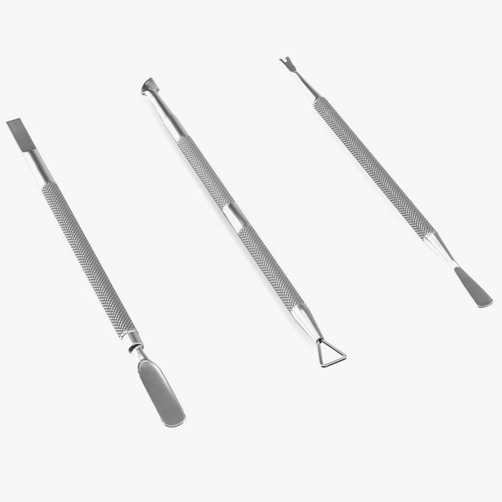 3D Professional Cuticle Pusher Silver Set model