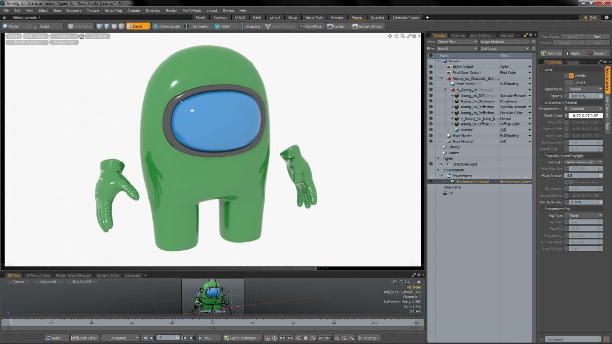 3D model Among Us Character Green Rigged for Modo