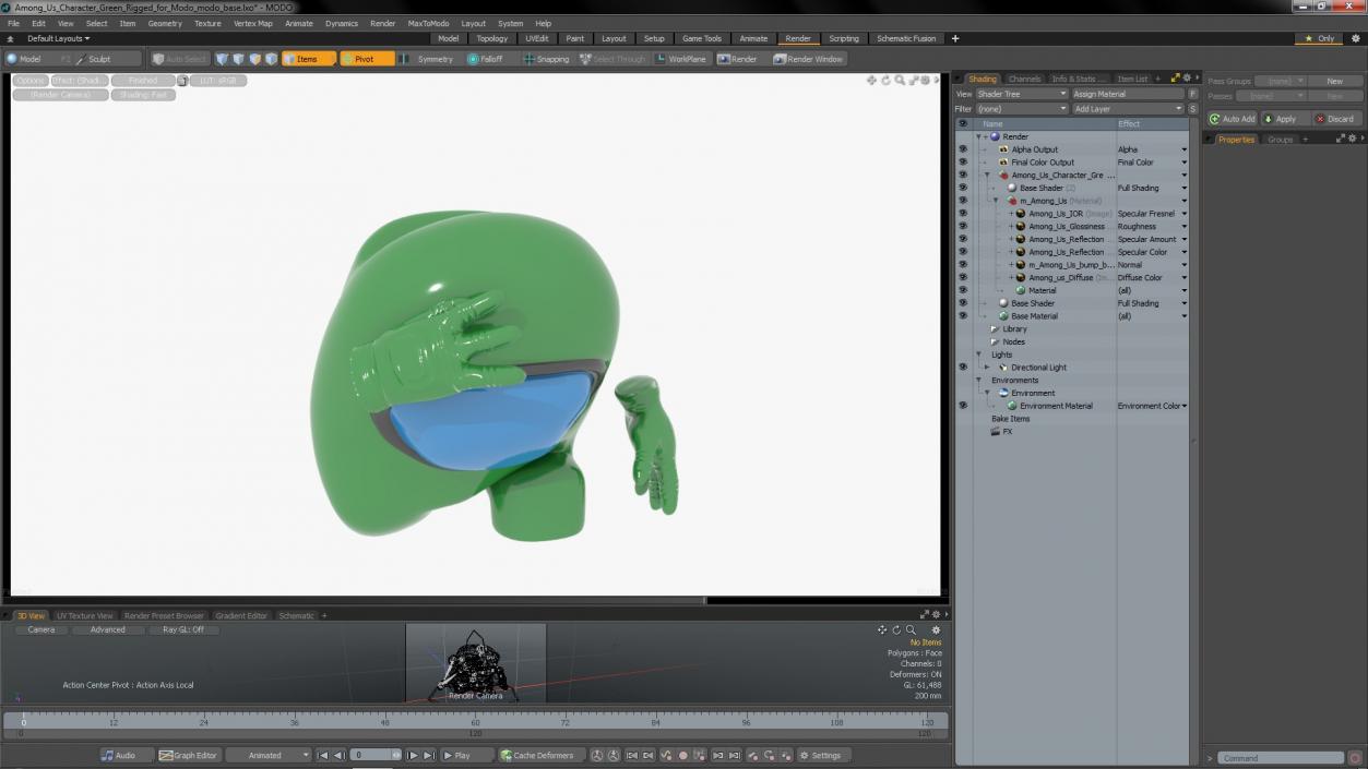 3D model Among Us Character Green Rigged for Modo