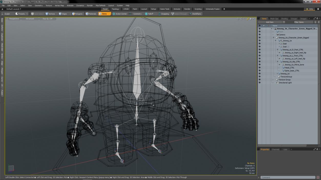 3D model Among Us Character Green Rigged for Modo