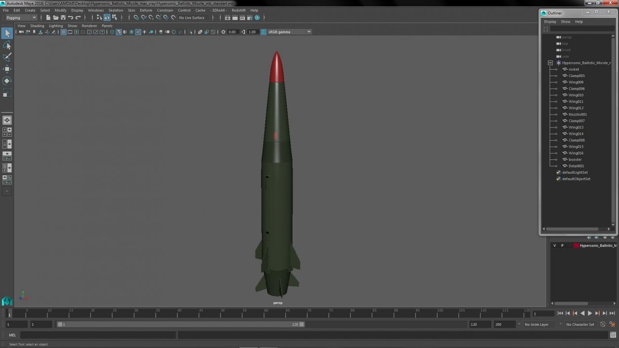 3D Hypersonic Ballistic Missile model