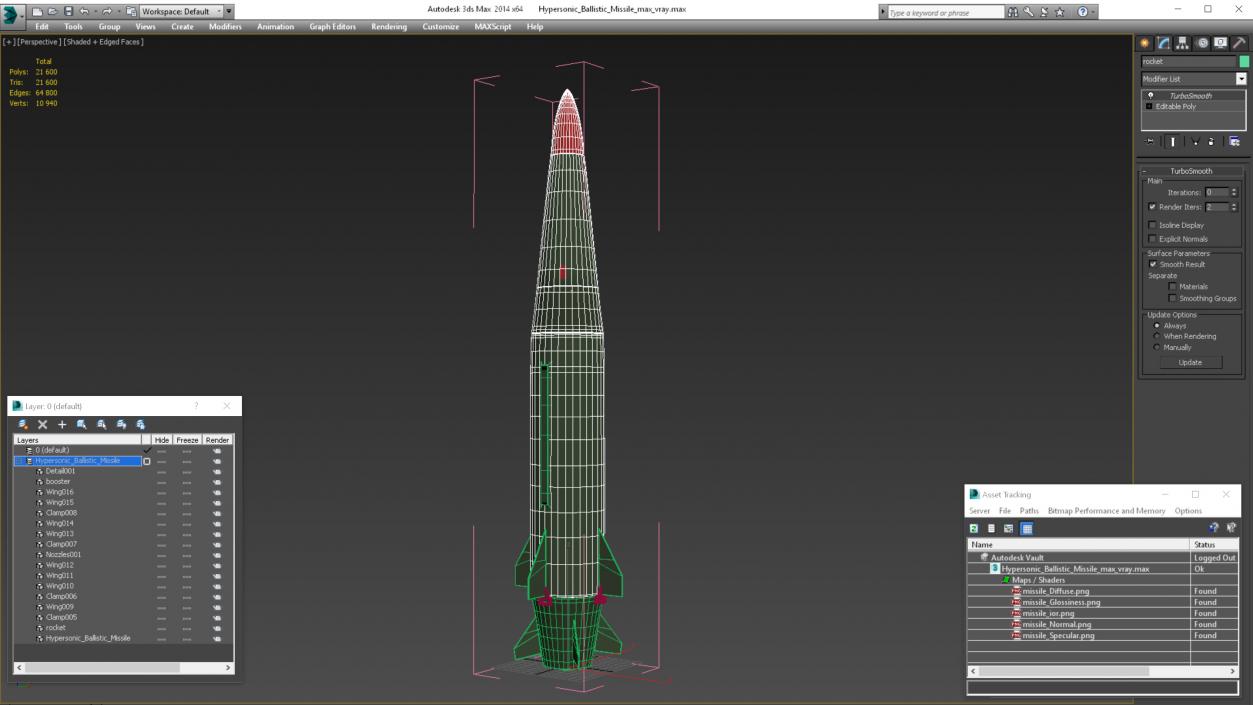 3D Hypersonic Ballistic Missile model