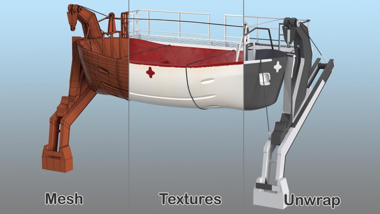 Hydraulic Rescue Boat Davit 3D