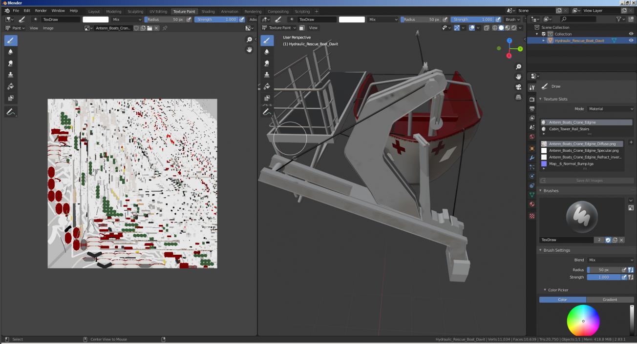 Hydraulic Rescue Boat Davit 3D