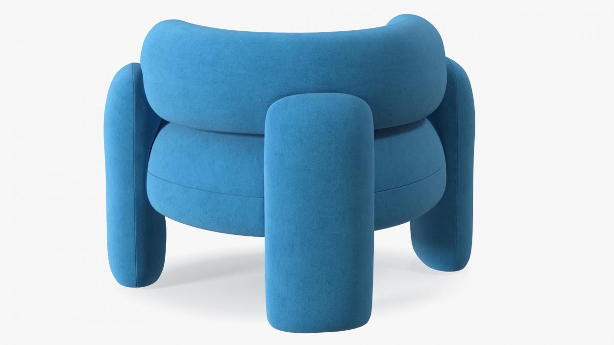 Blue Rounded Silhouette Armchair 3D