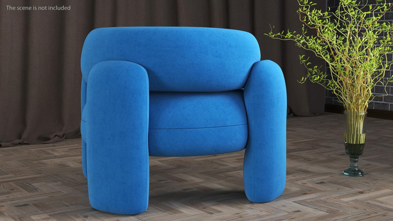 Blue Rounded Silhouette Armchair 3D