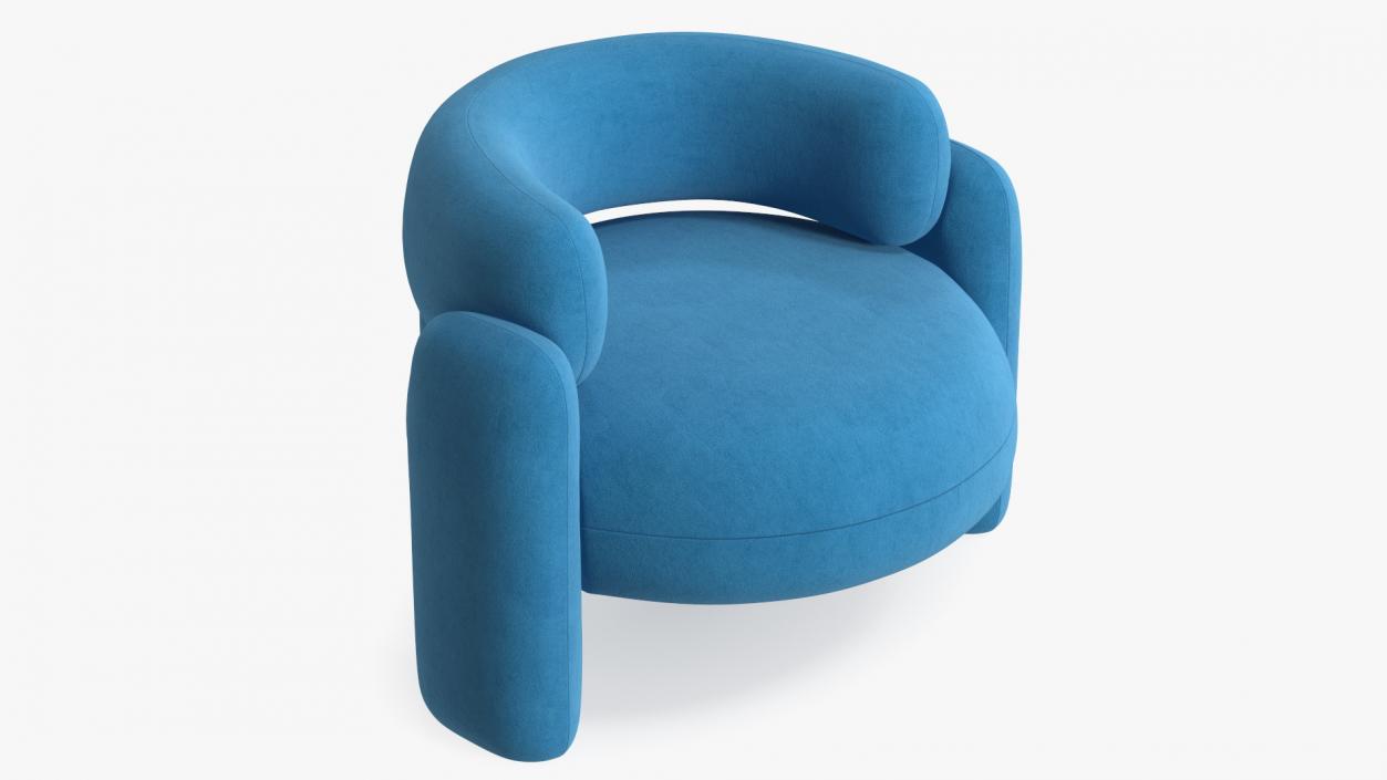 Blue Rounded Silhouette Armchair 3D