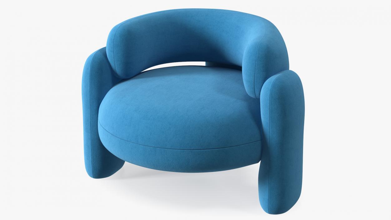 Blue Rounded Silhouette Armchair 3D