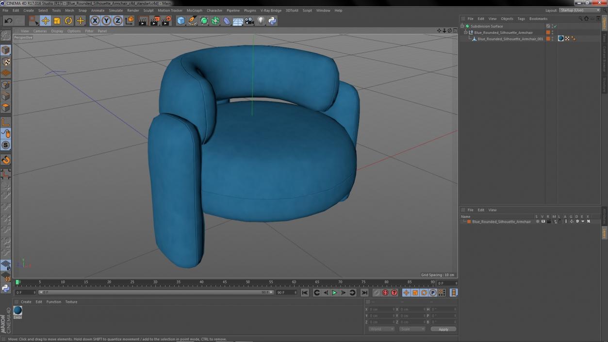 Blue Rounded Silhouette Armchair 3D