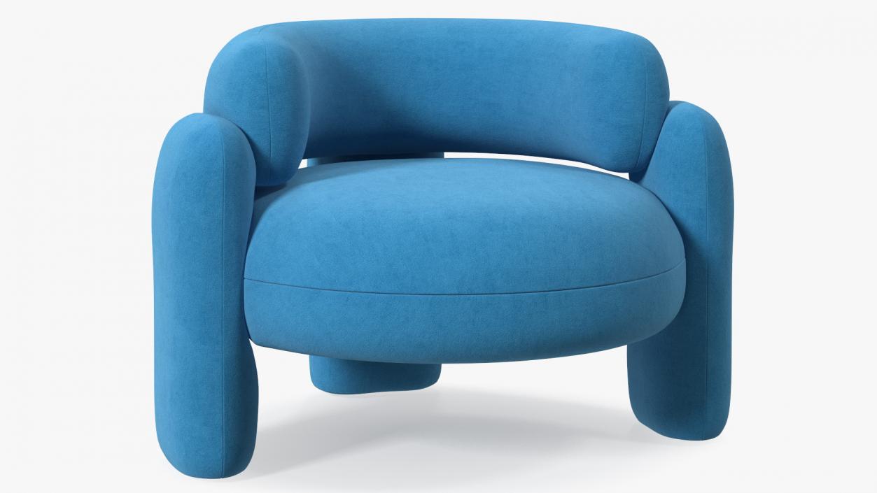 Blue Rounded Silhouette Armchair 3D