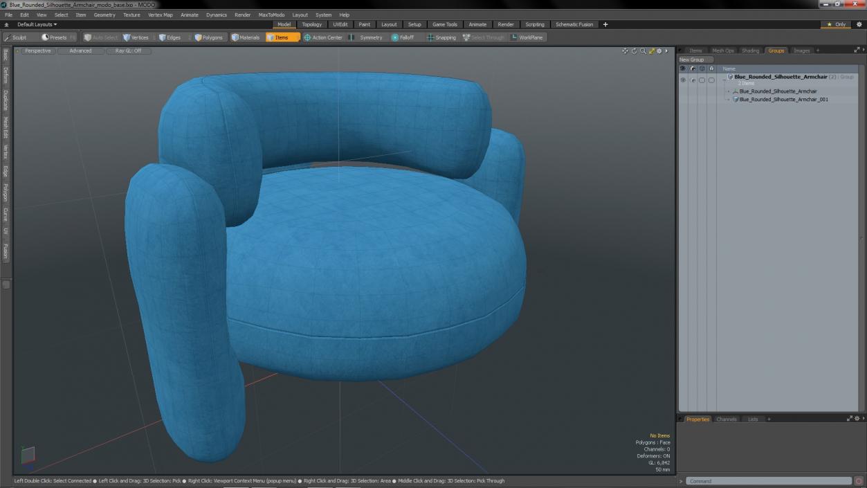 Blue Rounded Silhouette Armchair 3D