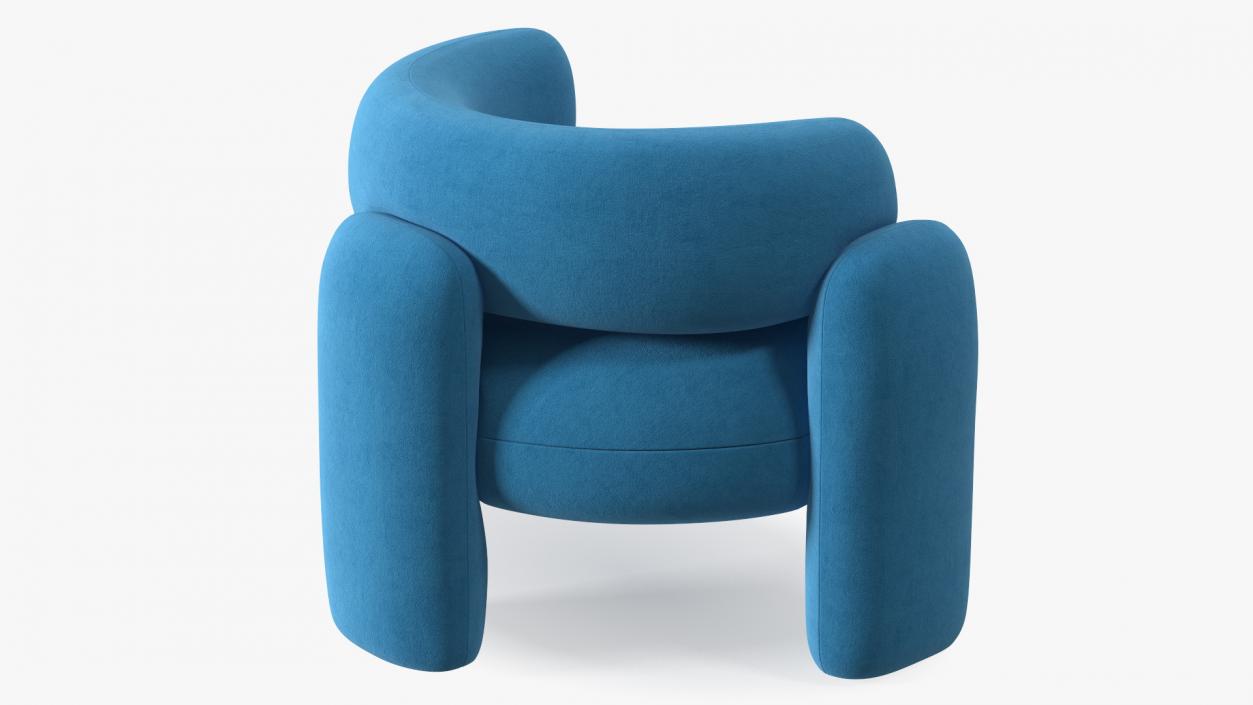 Blue Rounded Silhouette Armchair 3D