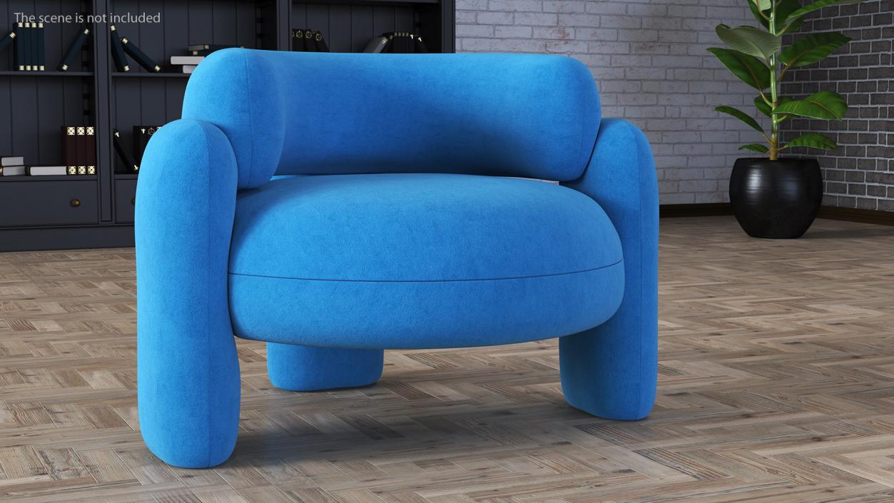 Blue Rounded Silhouette Armchair 3D