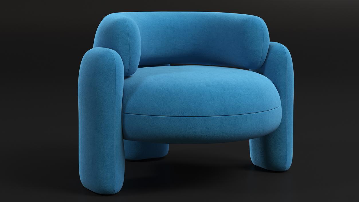 Blue Rounded Silhouette Armchair 3D