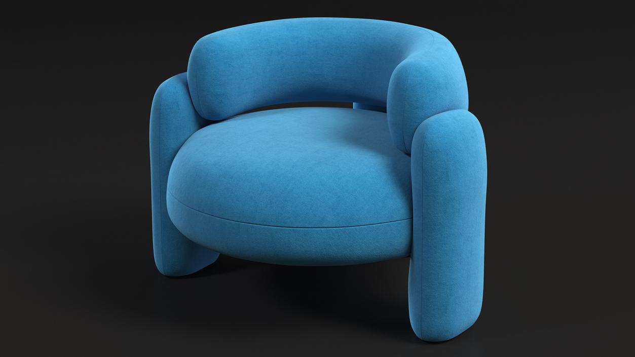 Blue Rounded Silhouette Armchair 3D