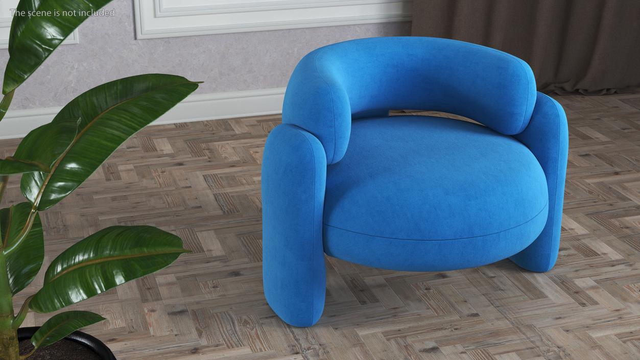 Blue Rounded Silhouette Armchair 3D