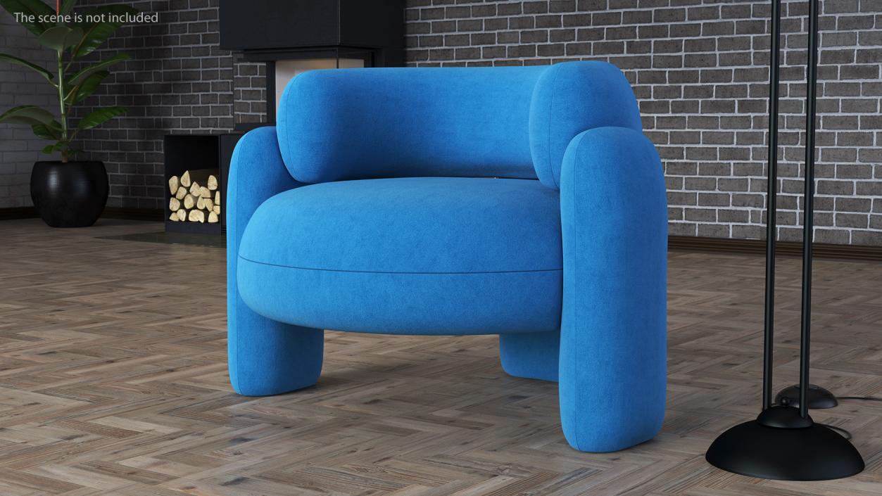 Blue Rounded Silhouette Armchair 3D