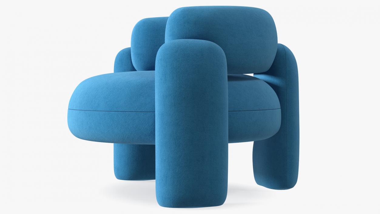 Blue Rounded Silhouette Armchair 3D