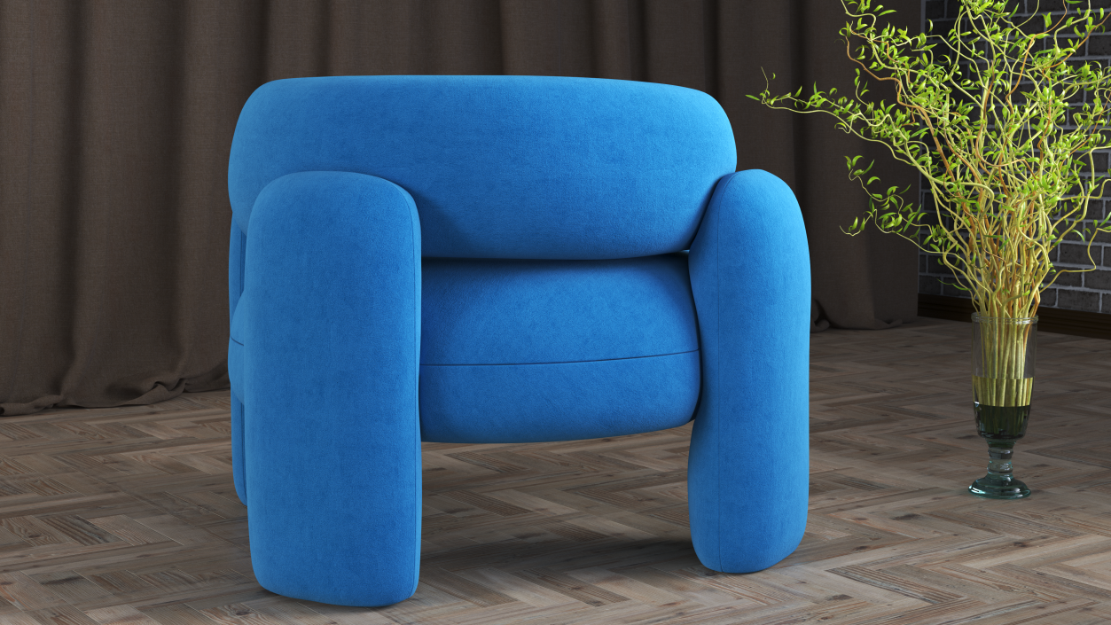 Blue Rounded Silhouette Armchair 3D