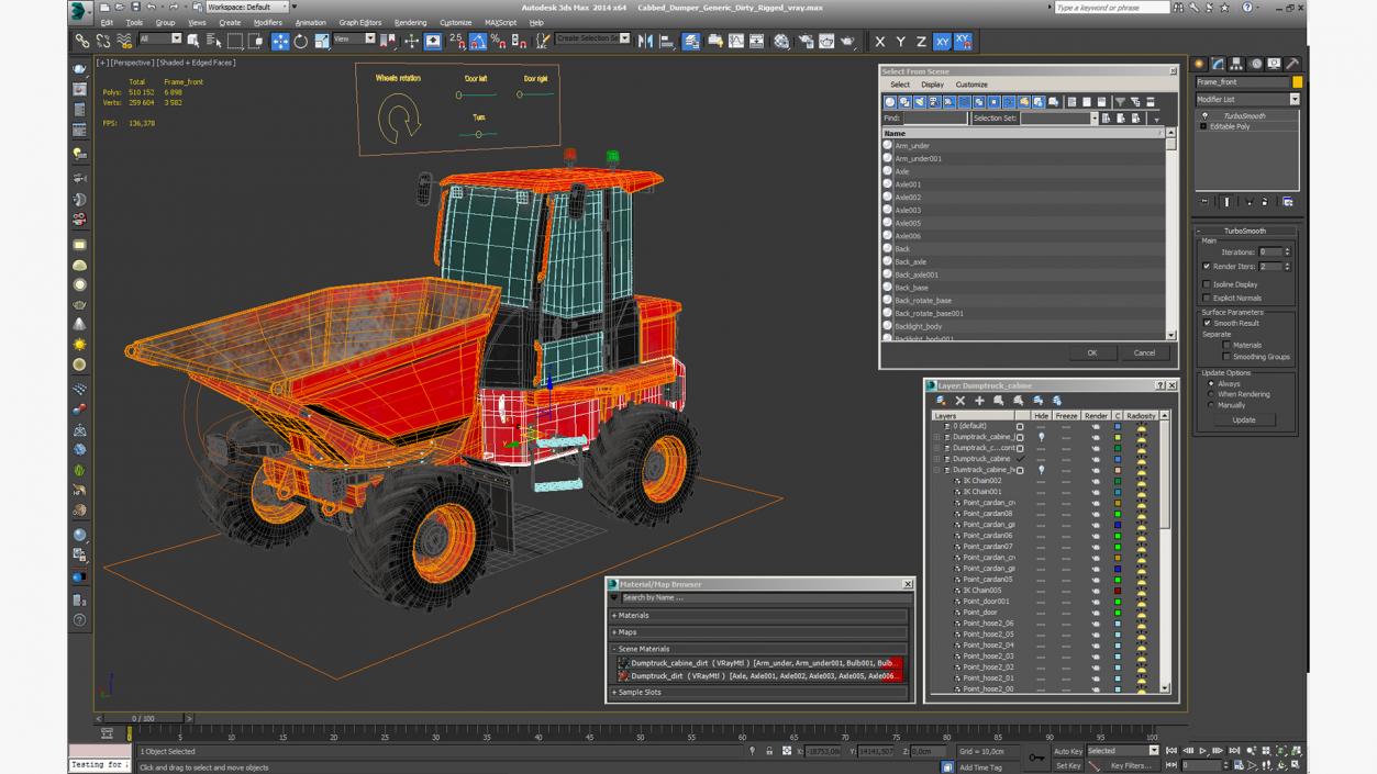 Cabbed Dumper Generic Dirty Rigged 3D model