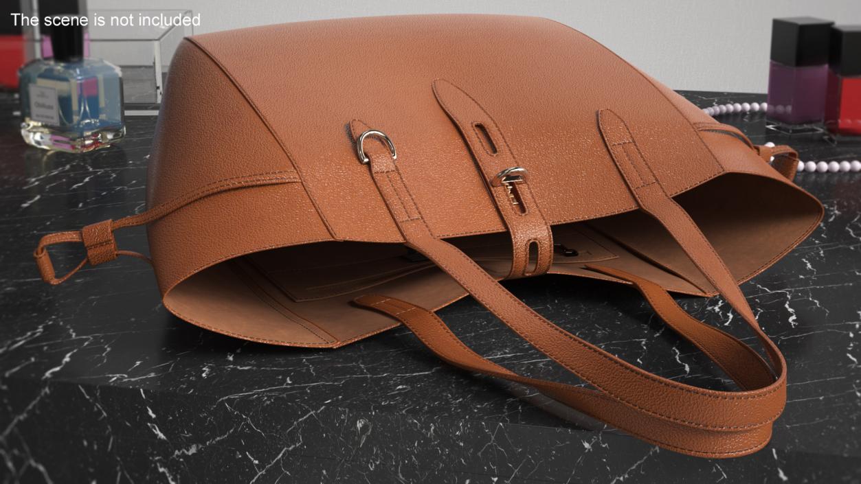 Womens Brown Leather Tote Bag 3D model