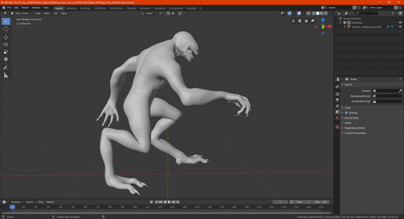 3D Monster Beast Walking Pose