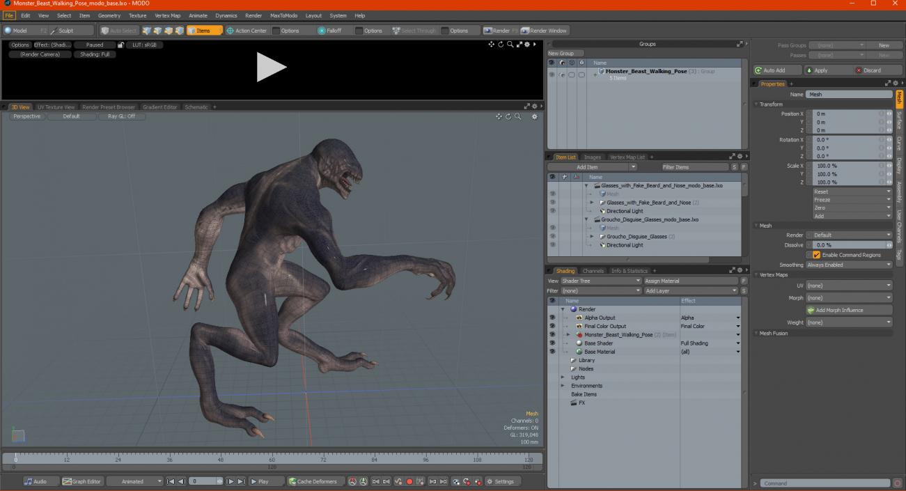 3D Monster Beast Walking Pose