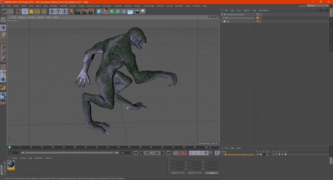 3D Monster Beast Walking Pose