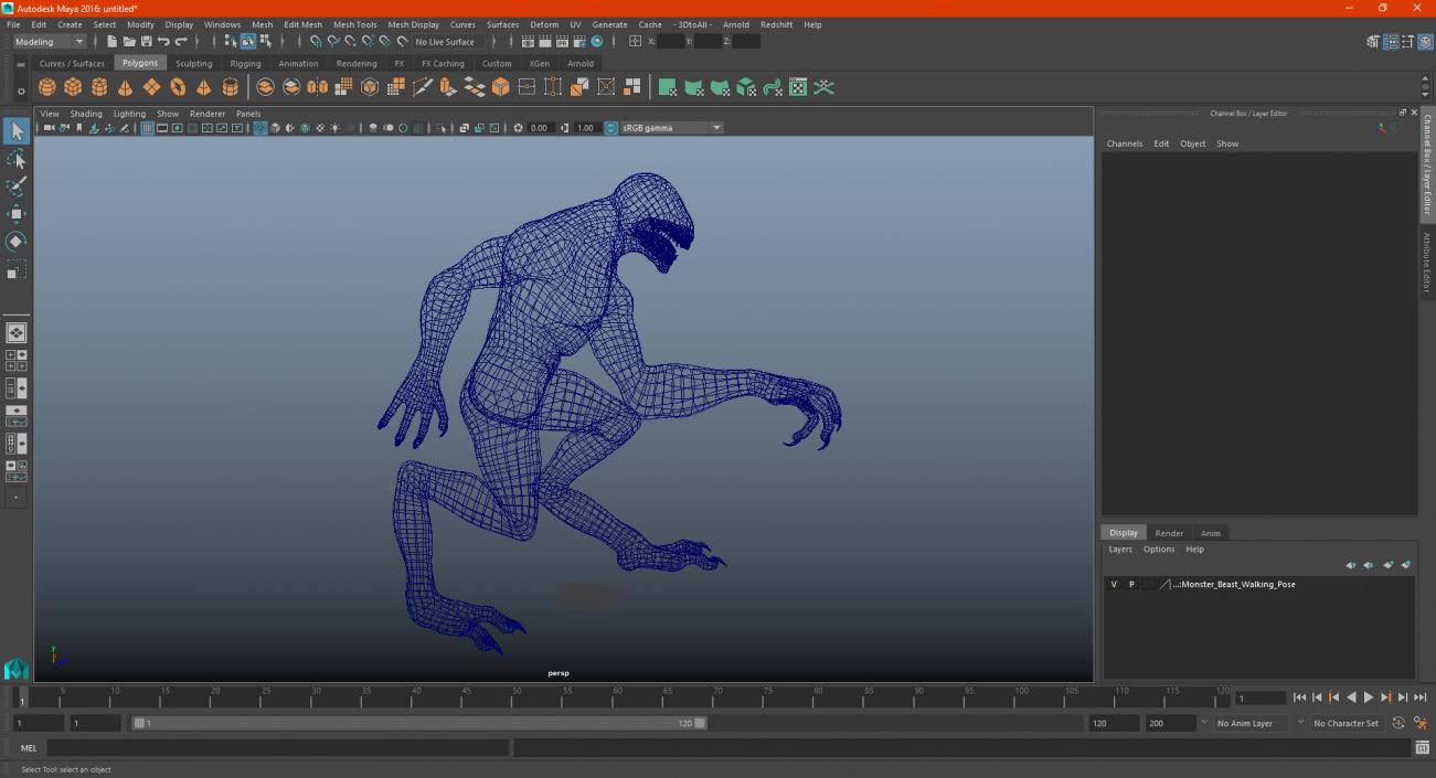 3D Monster Beast Walking Pose