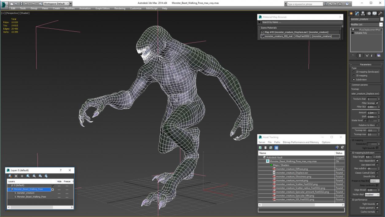 3D Monster Beast Walking Pose