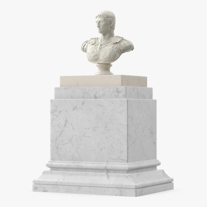 Roman Emperor Bust on Marble Pedestal 3D