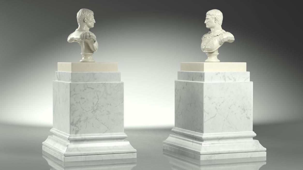 Roman Emperor Bust on Marble Pedestal 3D